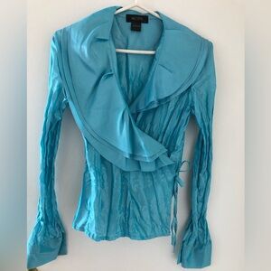 Aqua Ruffled Blouse